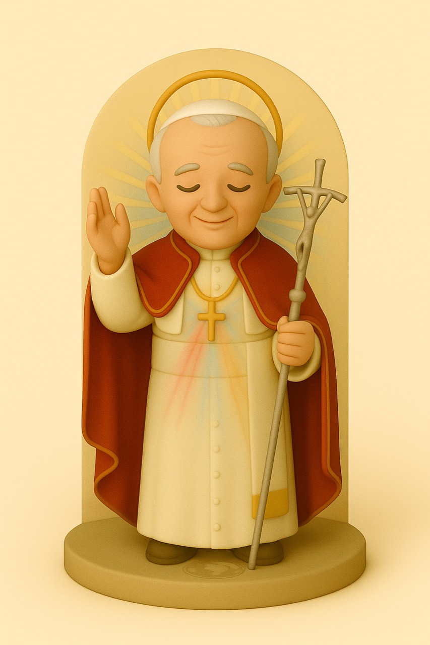 Devotional figure of the pope in red and white