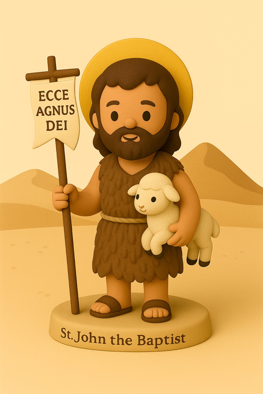 Devotional figure of Saint John the Baptist holding the lamb